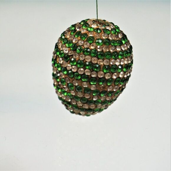 Christmas Ornament Sequined Jeweled Egg Vintage Tree Decoration - Picture 3 of 7